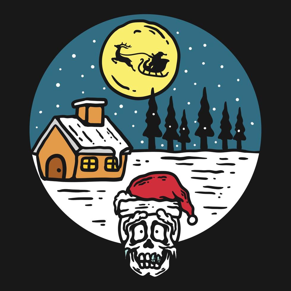 cold skull illustration on christmas eve vector