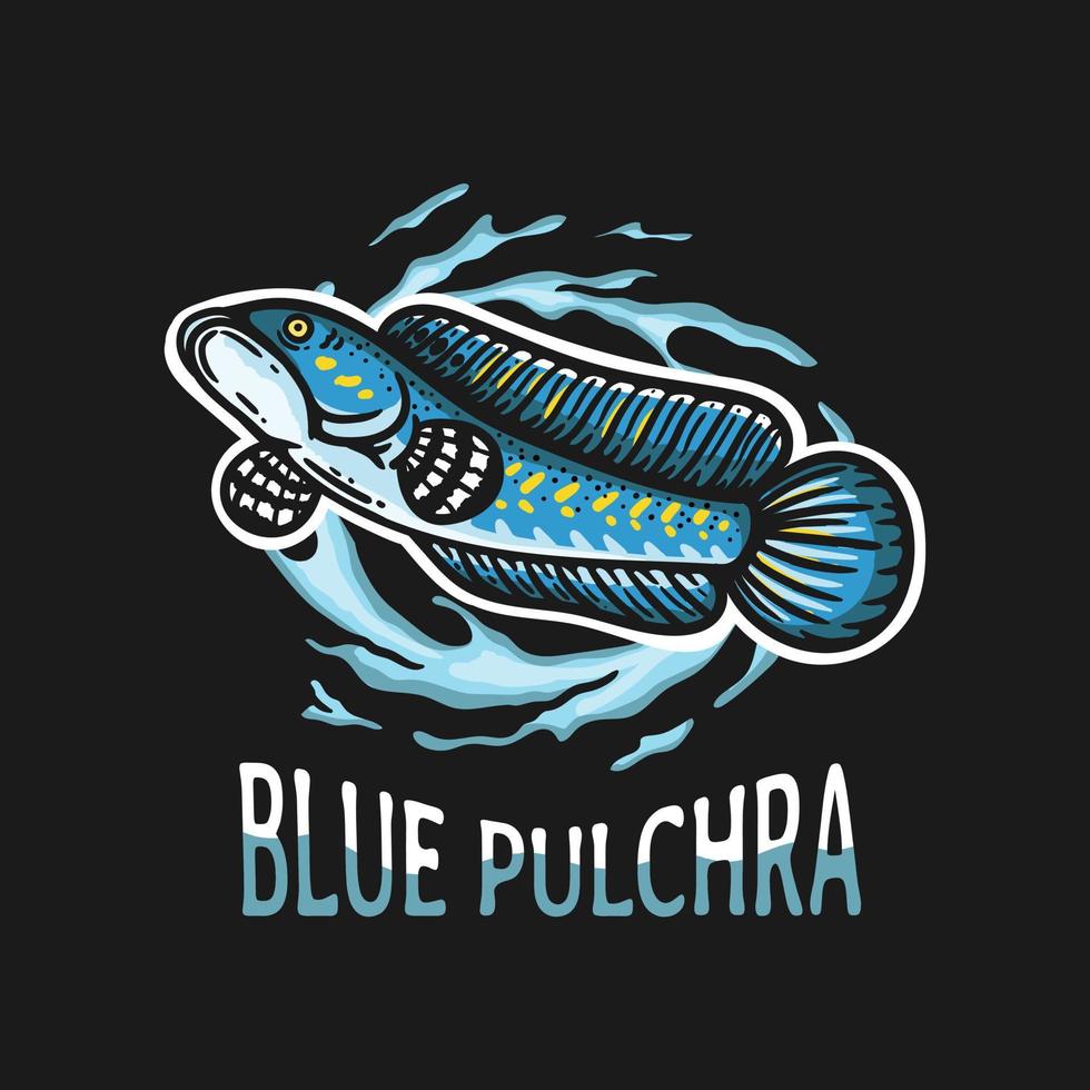 blue pulchra fish illustration with water surround vector