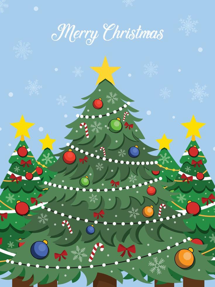 Tarjeta de Navidad colorida con ilustración de vector de invierno lindo.