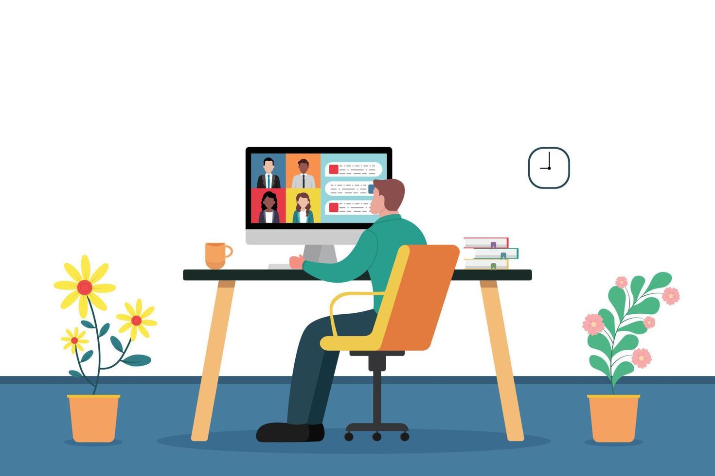 Smart business analysis report in company meeting or conference. Data analysis for business finance investment concept flat vector design.
