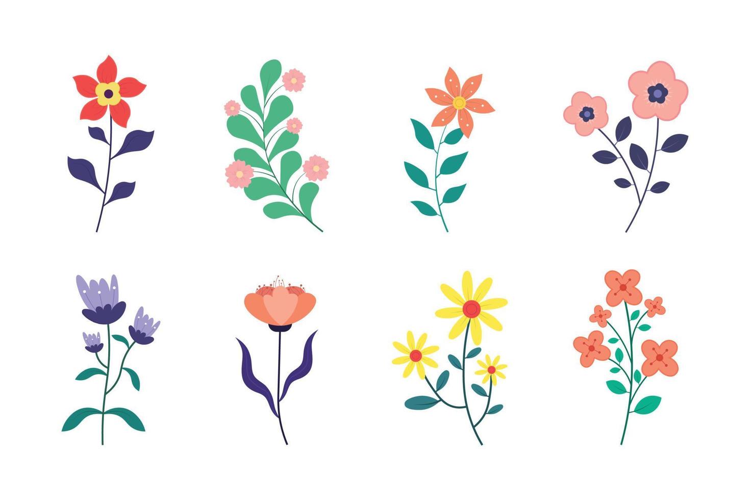 colección de flores de primavera ilustración vectorial. vector