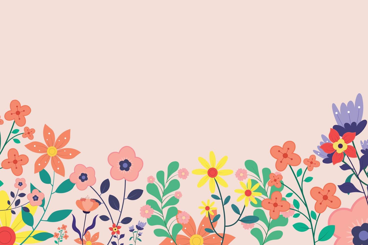 Beautiful spring background with flowers vector illustration.