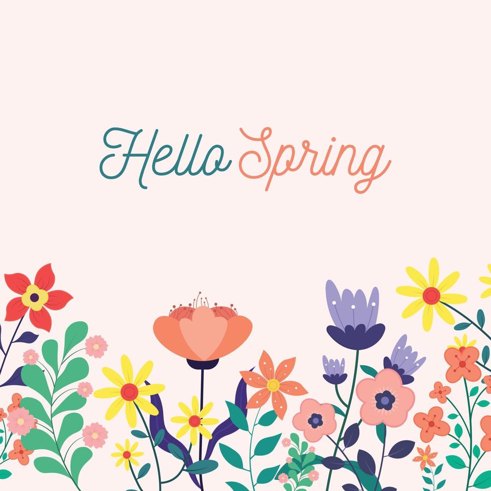 Beautiful spring background with flowers vector illustration.