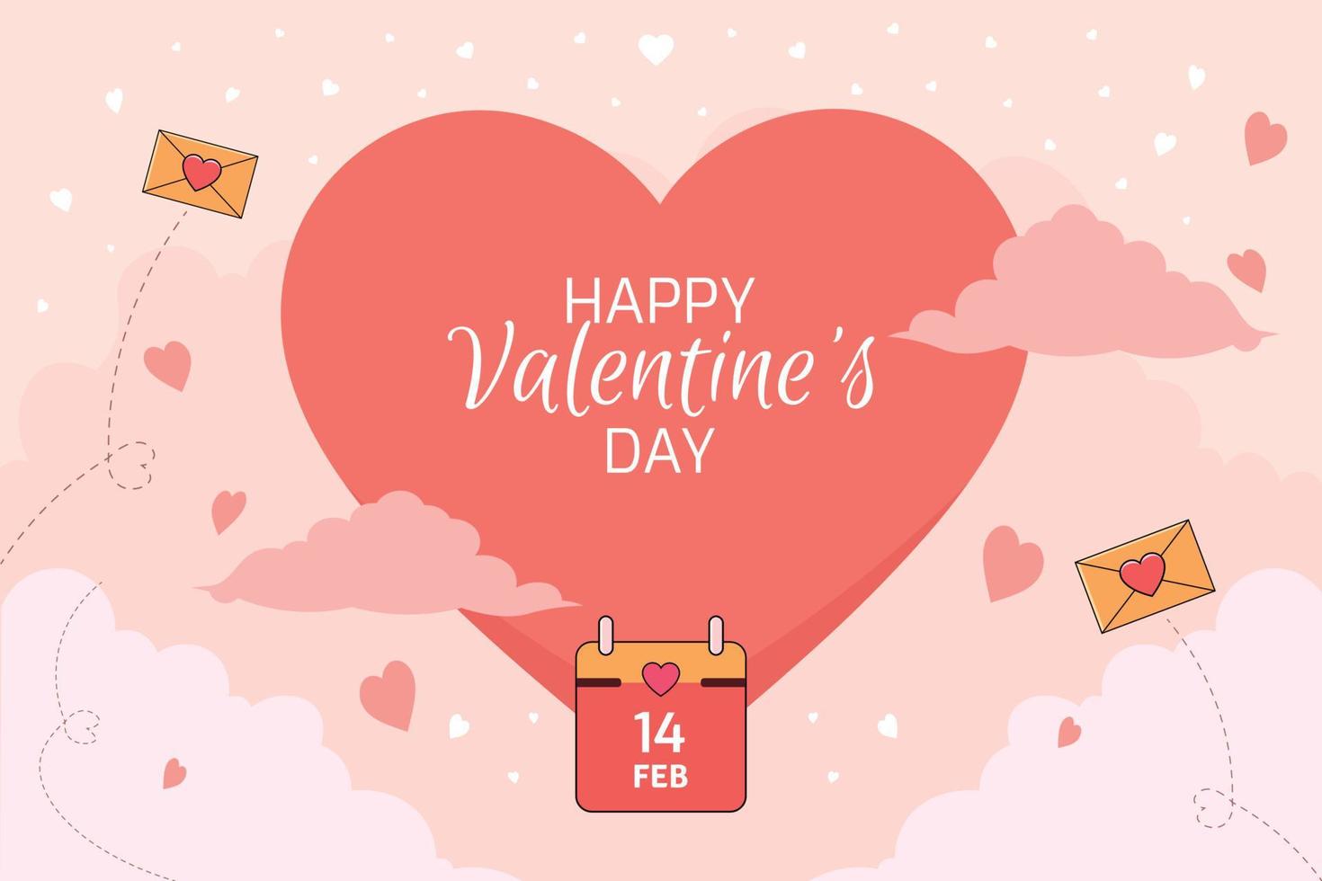 Happy Valentine's day background with heart composition for a trendy banner, poster or greeting card. vector