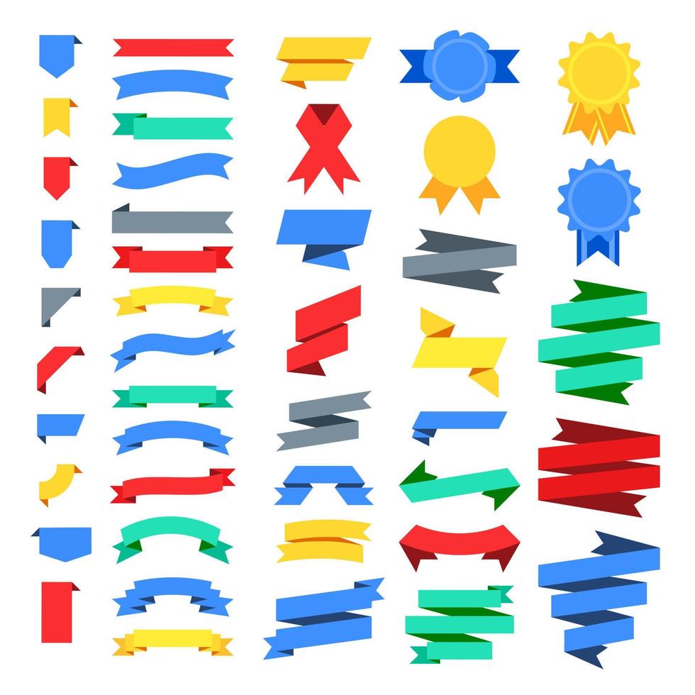 Set of 45 ribbons. Modern simple ribbon icon collection. Vector Illustration