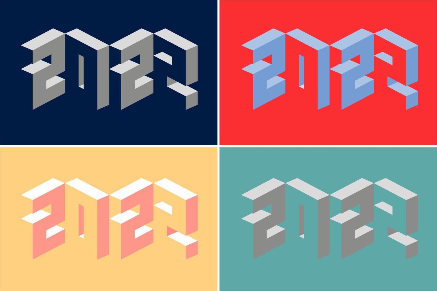 2022 Isometric number logo set for calendar, poster, banner, postcard, greeting cards, invitations, sticker, web. vector