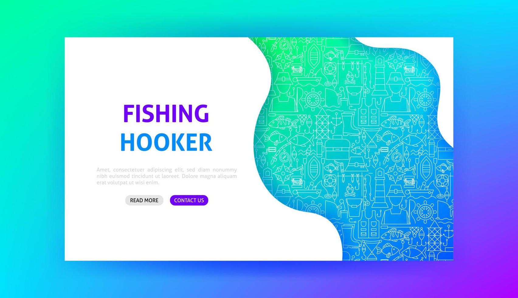 Fishing Hooker Landing Page vector