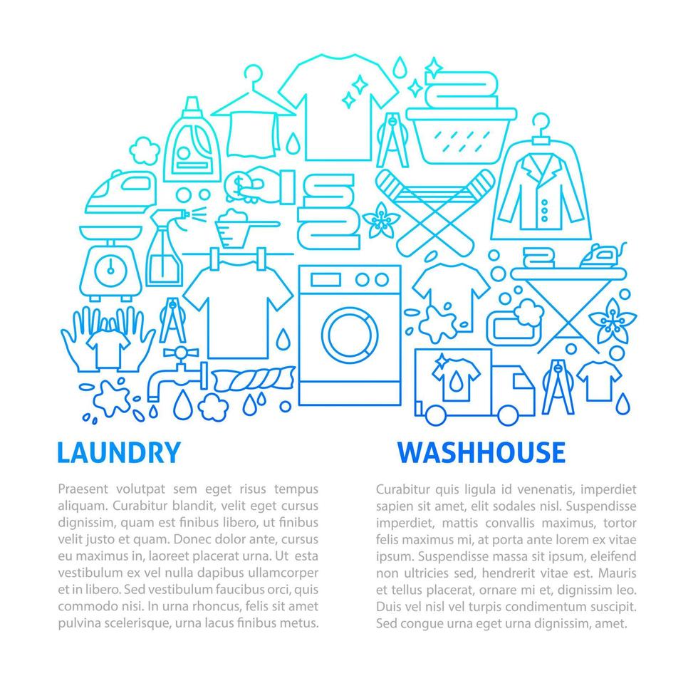 Laundry Washhouse Line Template vector