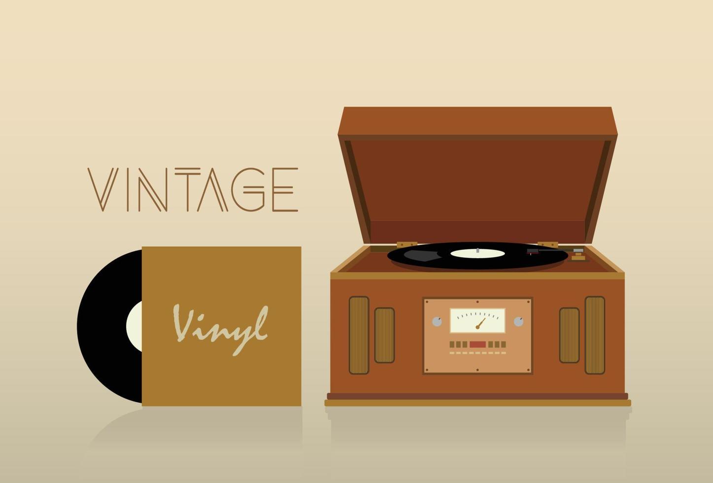 Vintage record player vector illustration