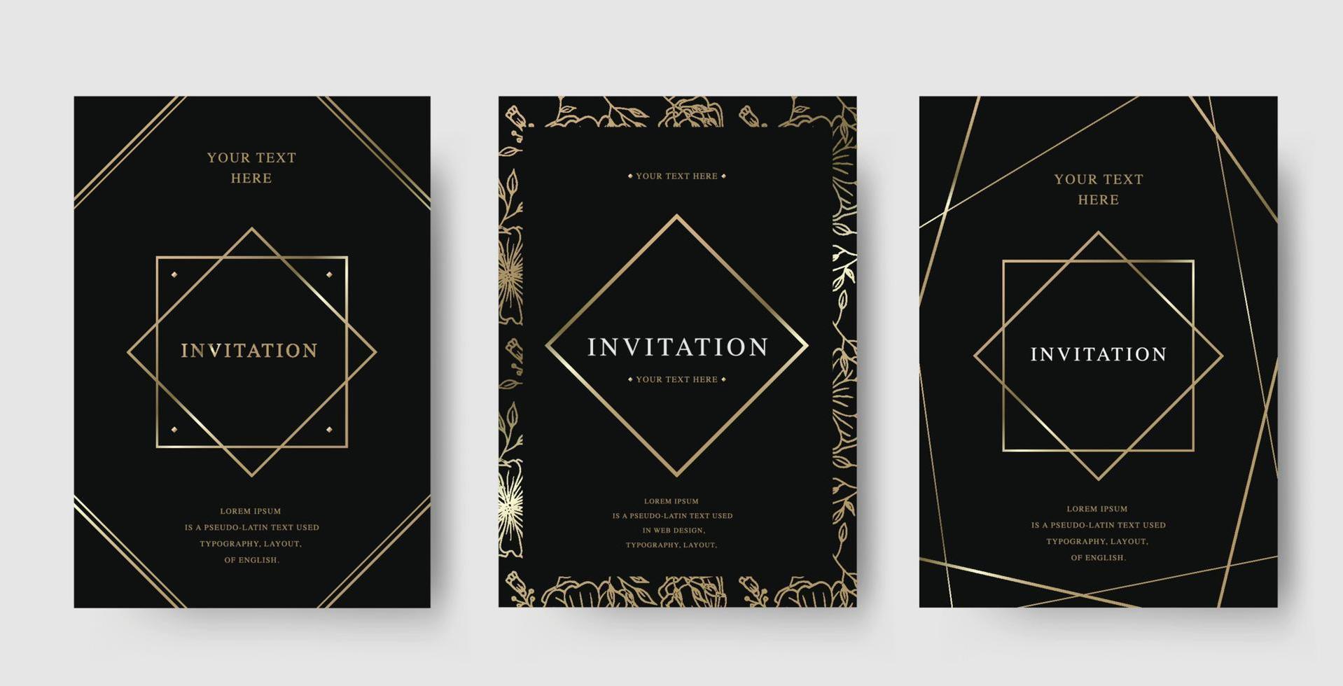 Vintage luxury diamond frame vector invitation card