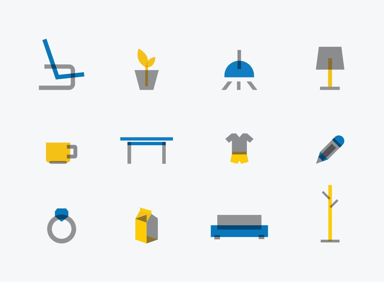 Flat home decoration vector icon set