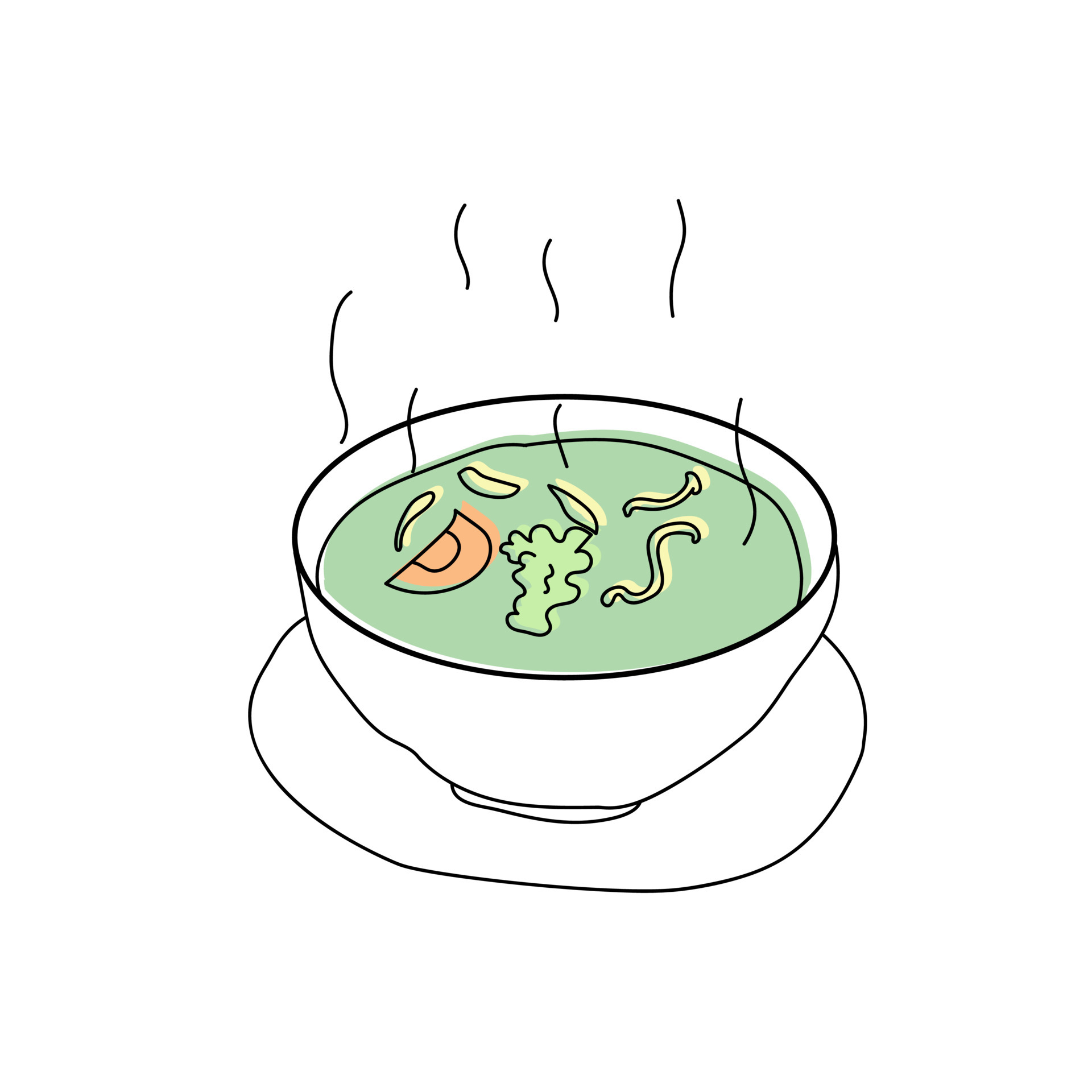 Vector Sketch Of A Bowl Of Soup With Herbs And Spoon Lying Next Royalty  Free SVG Cliparts Vectors And Stock Illustration Image 39308483