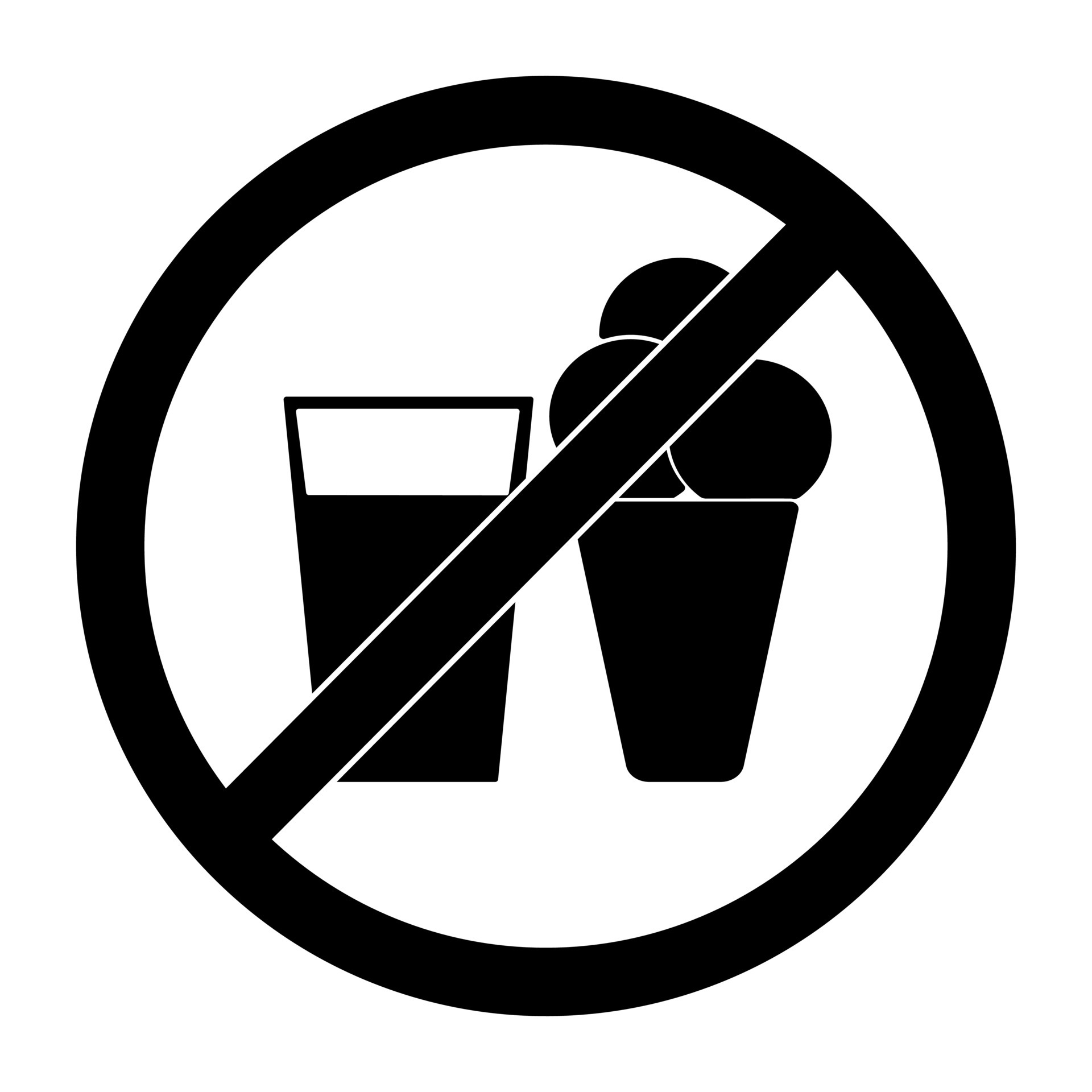 Prohibition of eating and drinking sign, no food silhouette 4925553