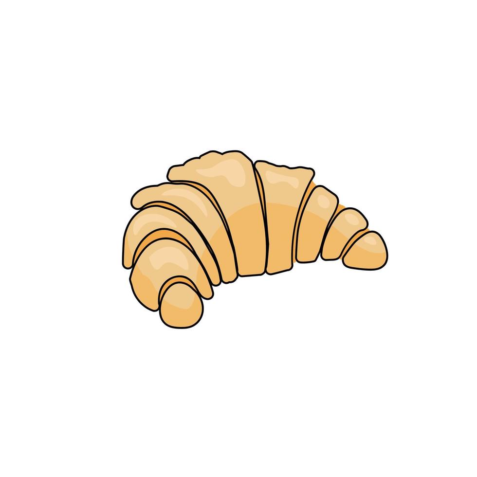 croissant en estilo de dibujos animados, pastelería dulce para logotipo o diseño vector