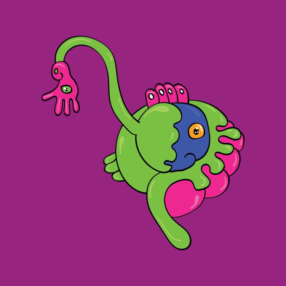 Cute doodle illustration of scary monster vector