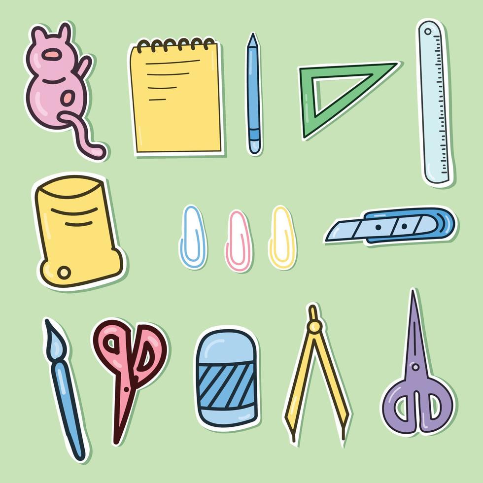 collection of hand drawn crafting tool sticker vector