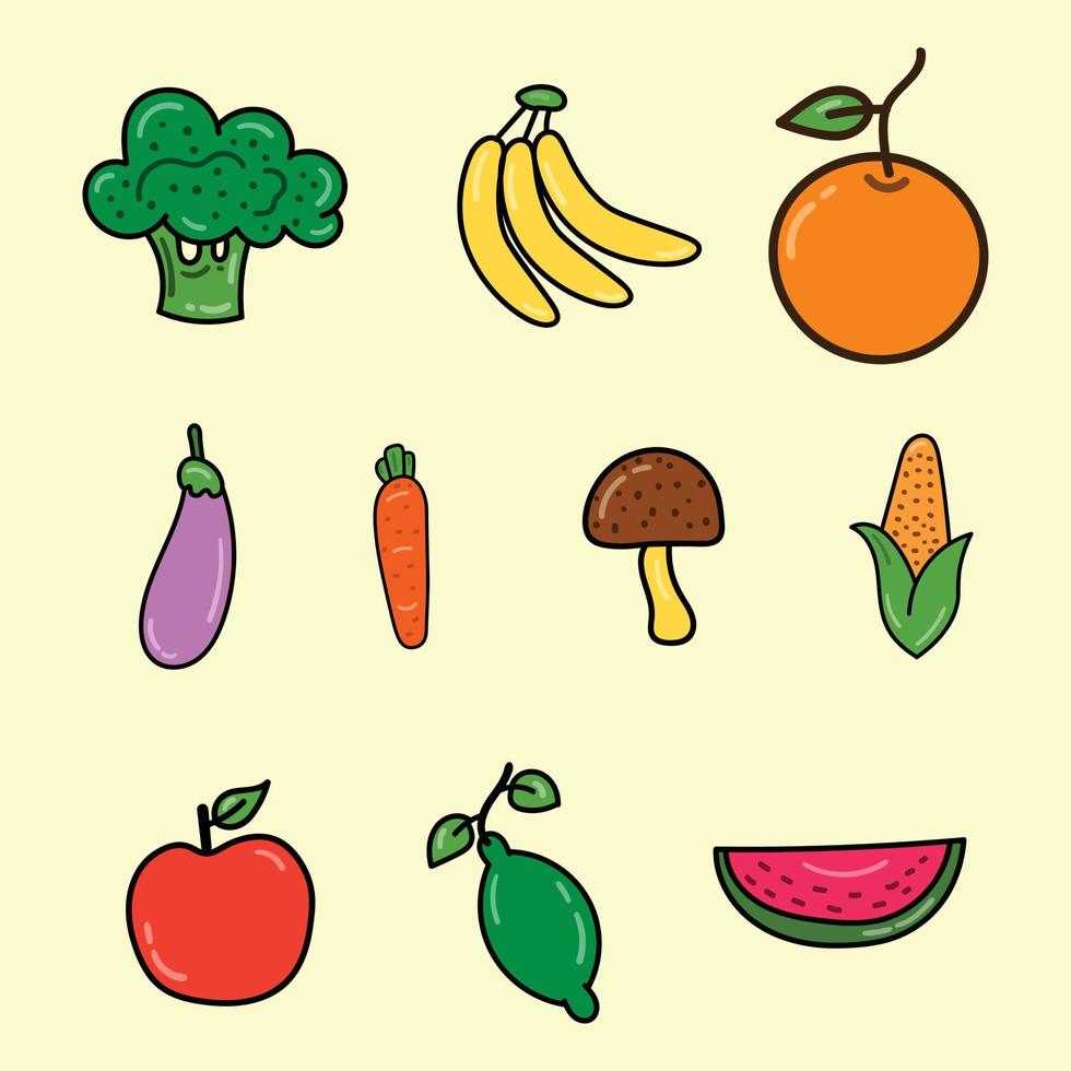 colección dibujada a mano de vector de etiqueta de verduras