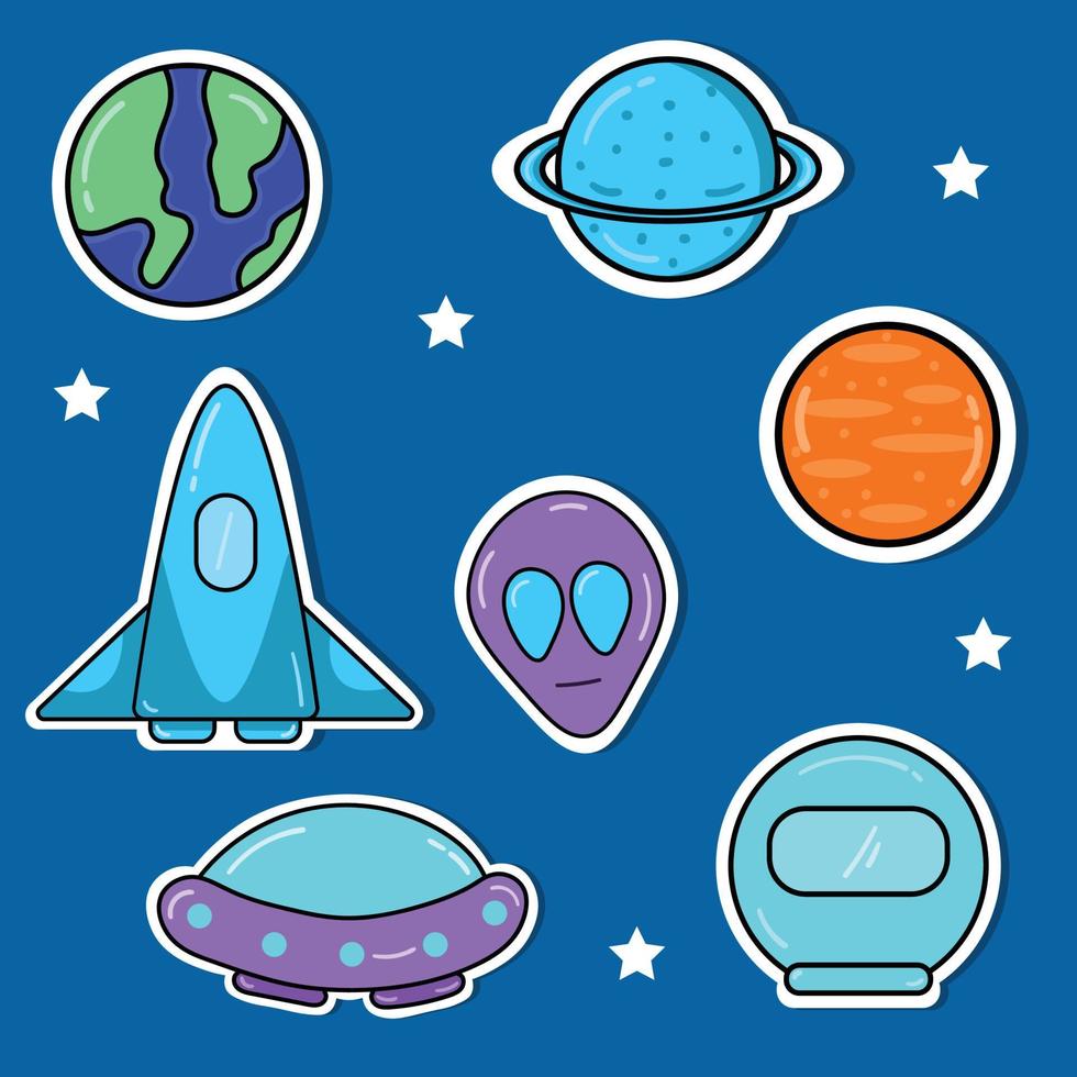 collection of space sticker vector