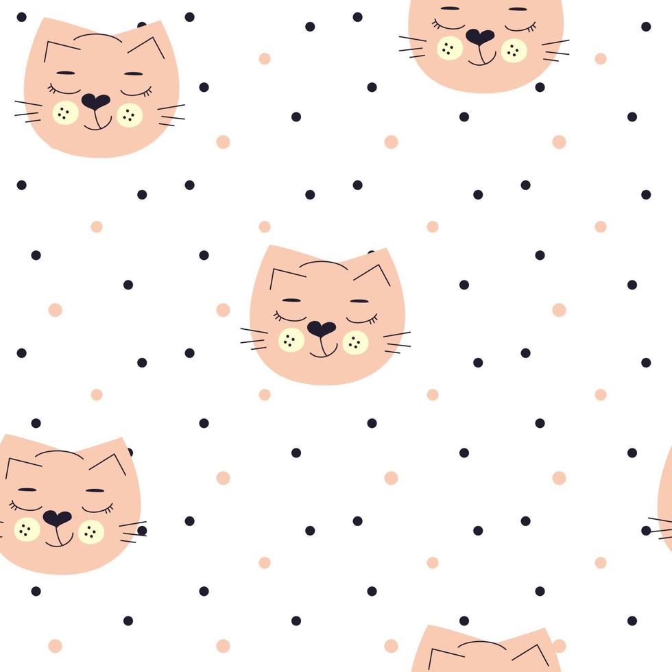 Seamless pattern with cute cats for children's clothes. Vector illustration.