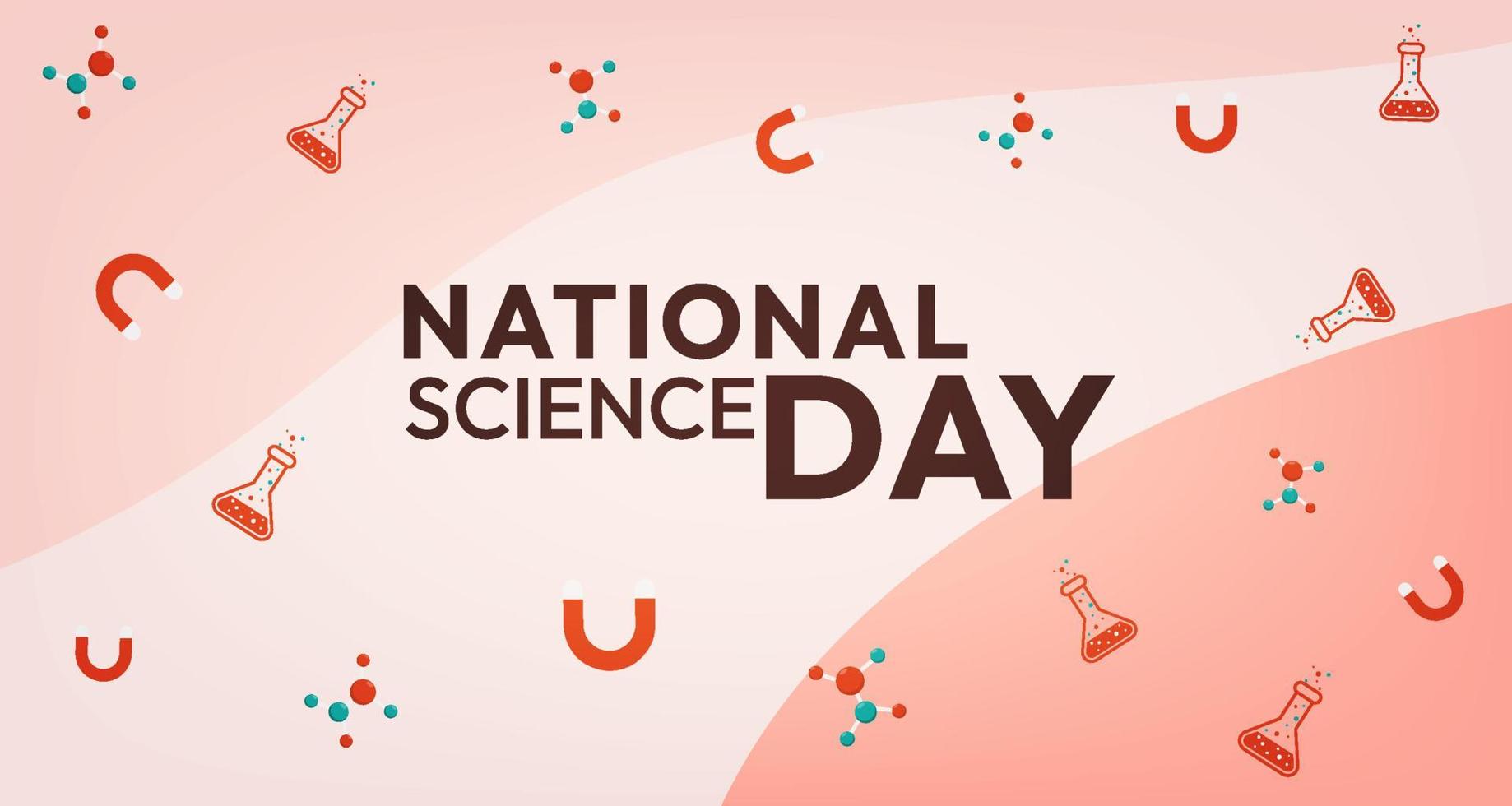 Fondo del día nacional de la ciencia con diseño de vector de patrón de objetos de química