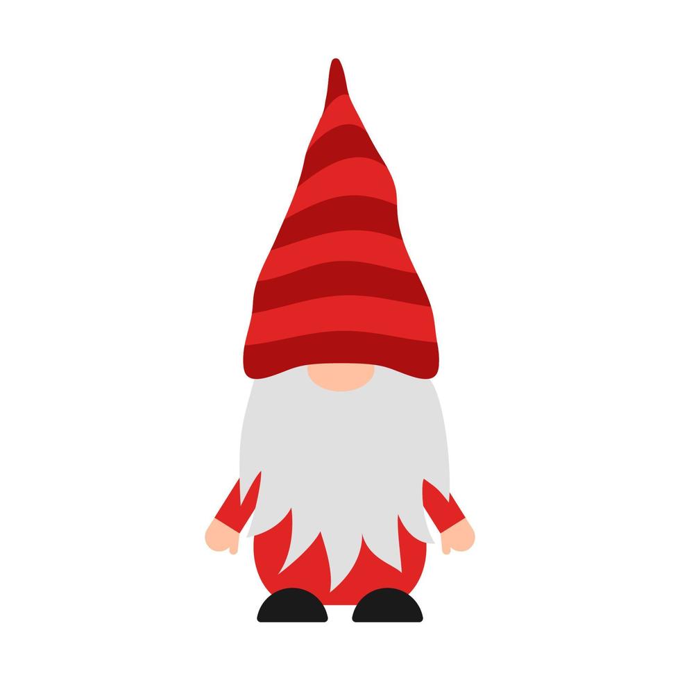 Christmas or Valentines Day gnome isolated on white . Scandinavian Nordic dwarf. Cute cartoon character. Vector template for banner, poster, greeting card, t shirt, etc