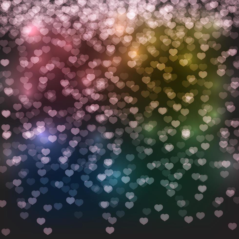 Falling hearts confetti on a dark background. Valentine s day bright greeting card backdrop. Vector illustration. Easy to edit design template.