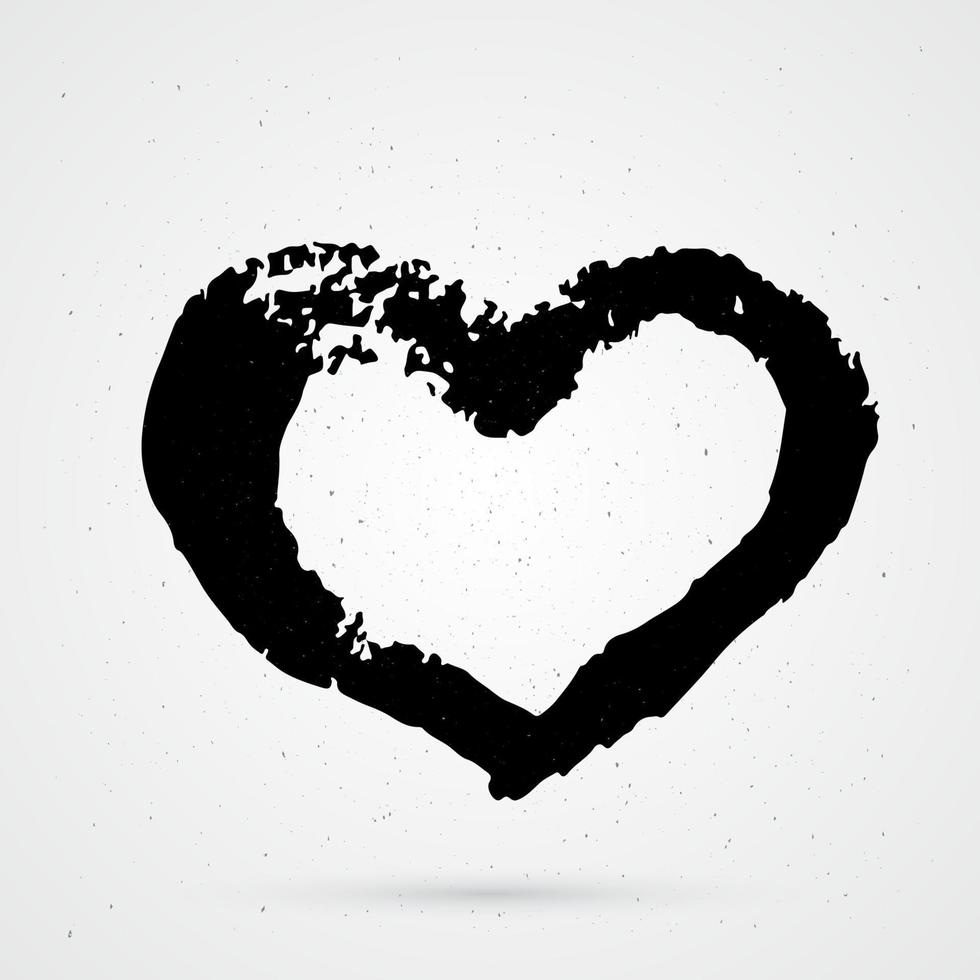 corazón pintado a mano sobre fondo blanco. forma de grunge de corazón. trazo de pincel con textura negra. signo del día de San Valentín. símbolo de amor. fácil de editar elemento vectorial de diseño. vector