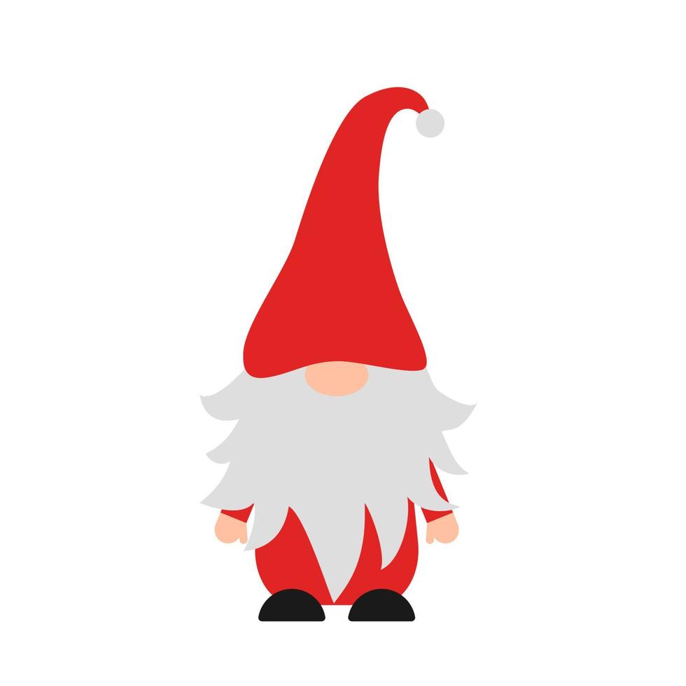Cute cartoon gnome for Christmas or Valentines Day isolated on white. . Scandinavian Nordic Character. Vector template for banner, poster, greeting card, t shirt,