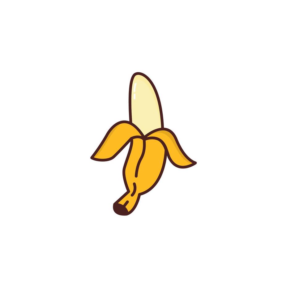 Vector Peeled Banana on a white background