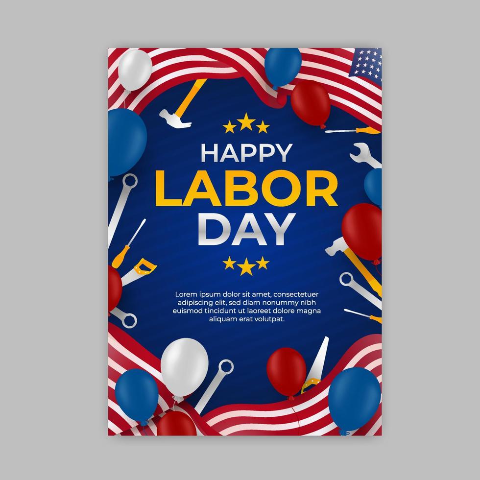 Template of Labor Day Poster with Flag American vector
