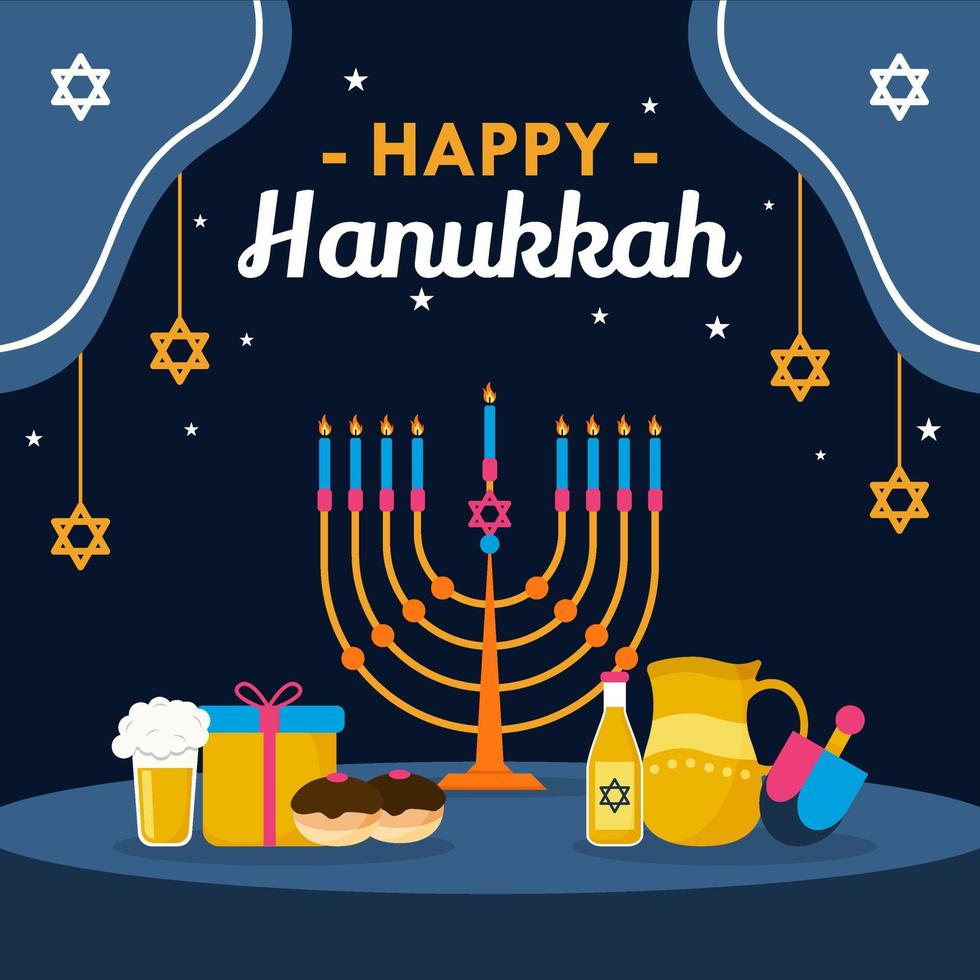 feliz concepto de hanukkah con menorah vector