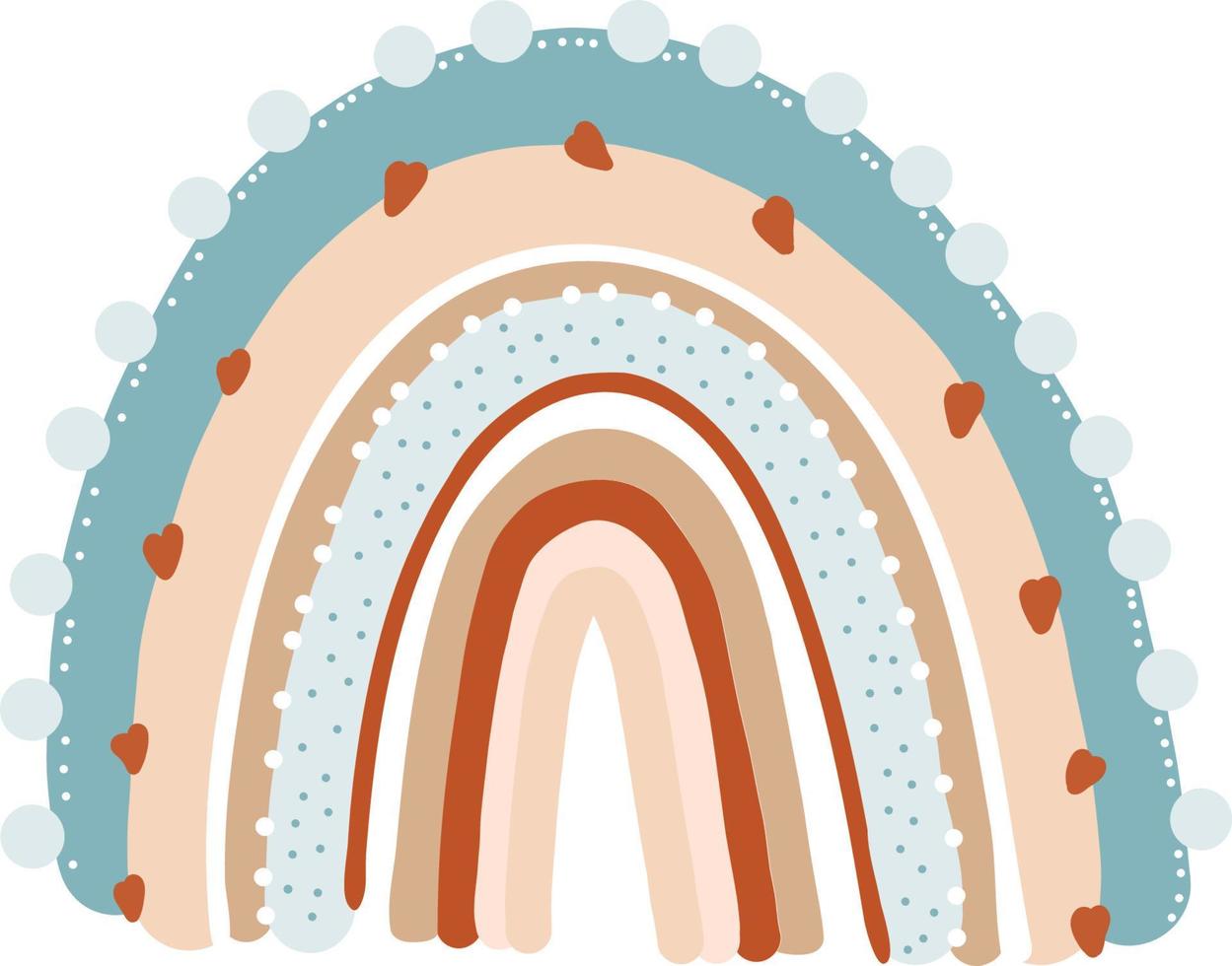 hermoso arcoiris. ilustración vectorial. estilo escandinavo, dibujo a mano para diseño, decoración y colección infantil vector