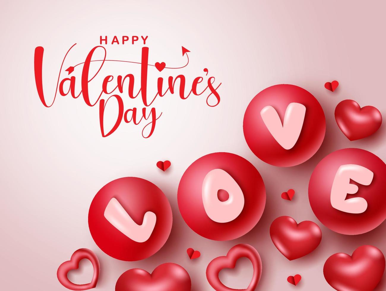 Valentines day vector background design. Happy valentine's day typography text with love and heart elements for cute and romantic valentines day decoration design. Vector illustration