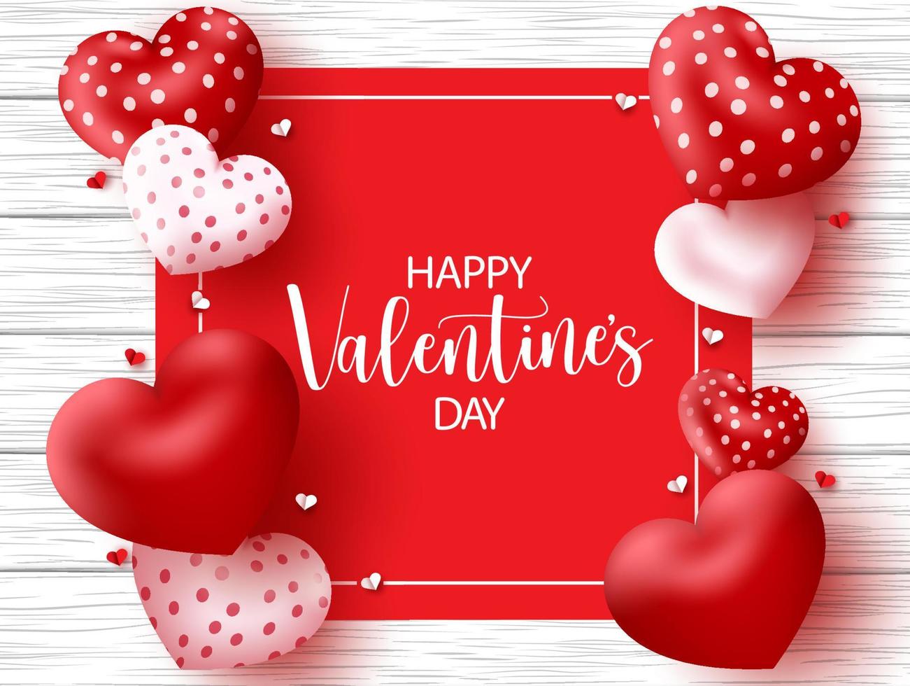 Valentine's day vector template design. Happy valentine's day text in empty red space for messages with 3d realistic and paper cut heart shape element for valentines greeting card. Vector illustration
