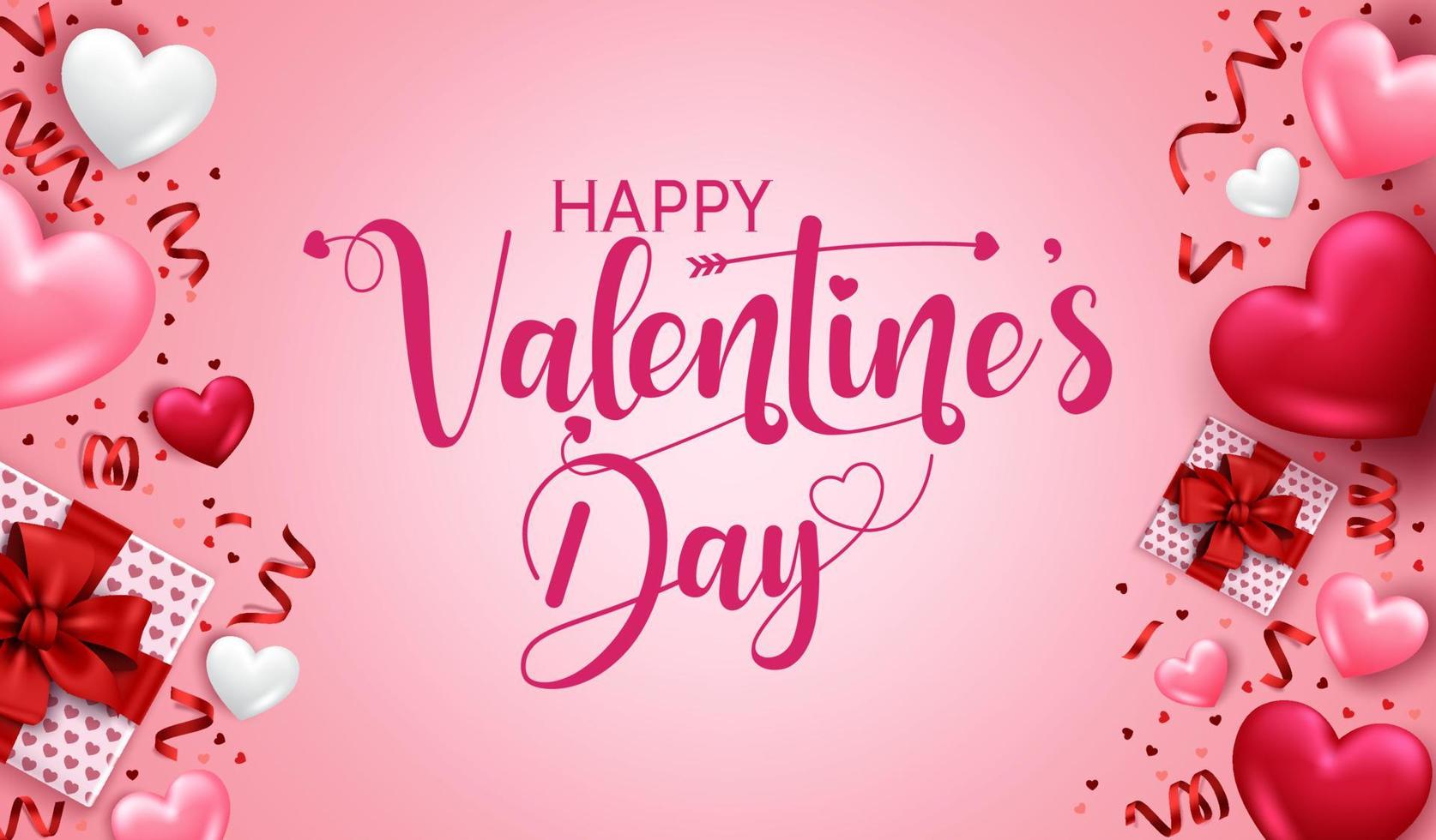 Valentines day vector banner template. Happy valentine's day in empty space for messages with valentine's decoration element for greeting card design. Vector illustration