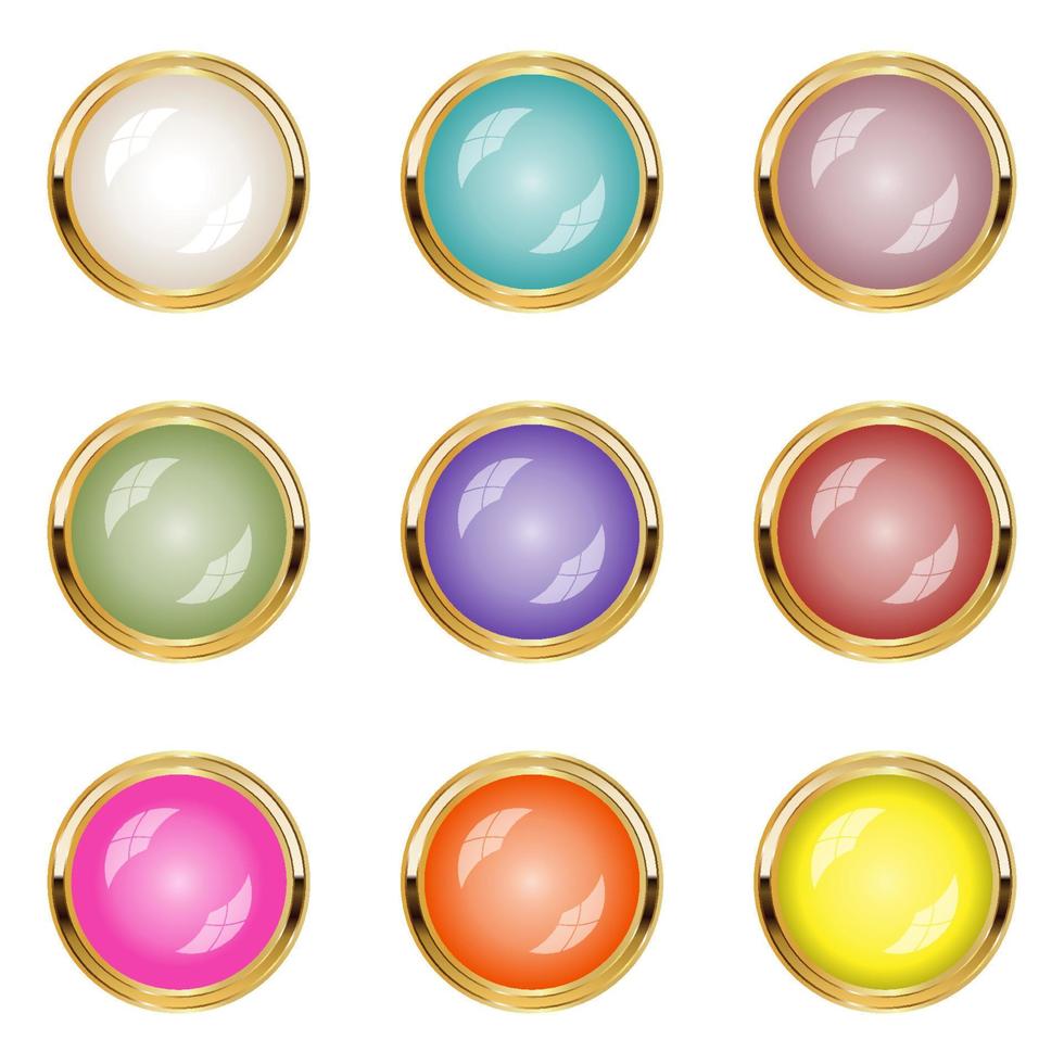 Pearl jewelry design border gold icon set style glossy light. vector