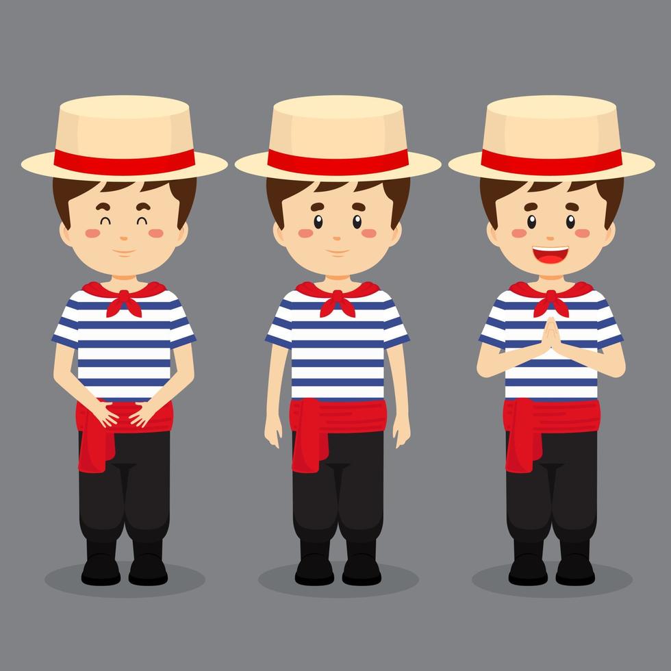 Italy Character with Various Expression vector