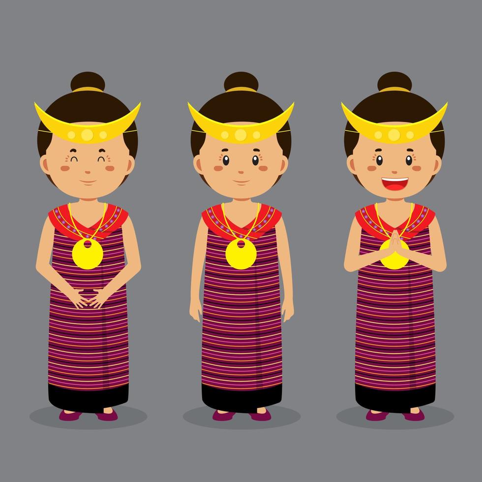 personaje de timor leste con varias expresiones vector