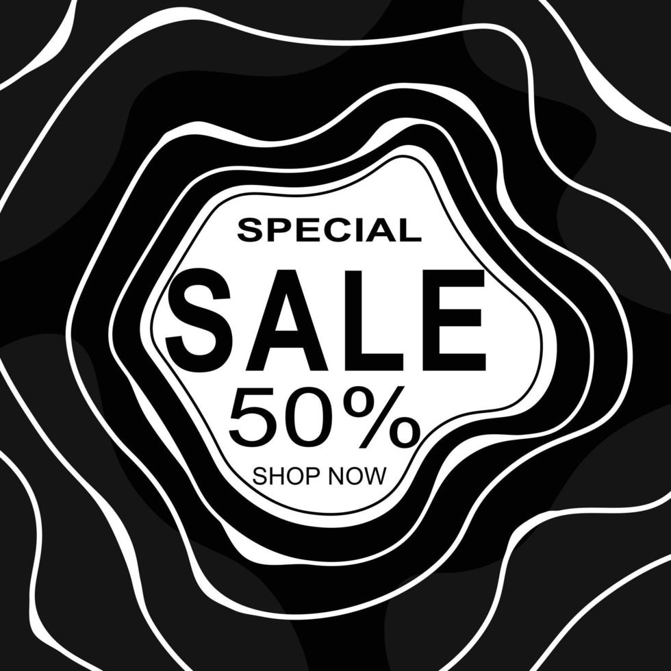special sale discount banner template promotion black and white Free Vector