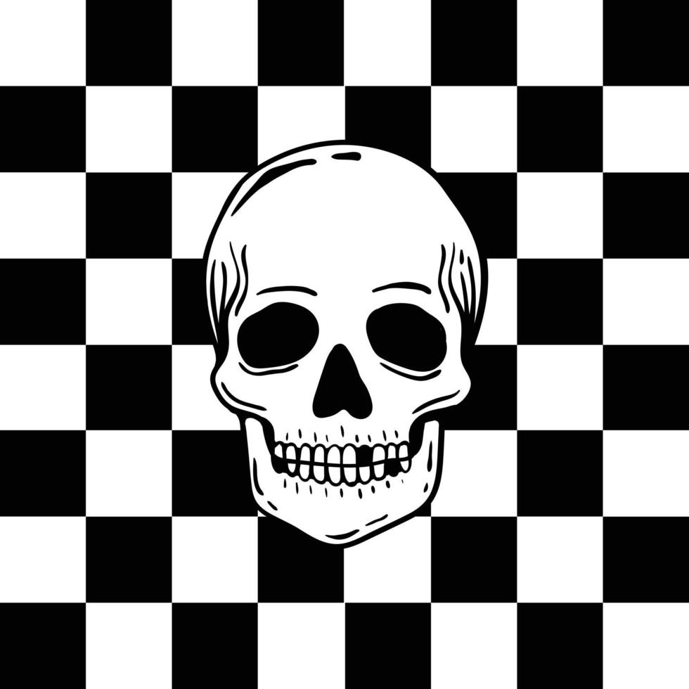 chess skull,hand drawn illustrations. for the design of clothes, jackets, posters, stickers, souvenirs etc vector