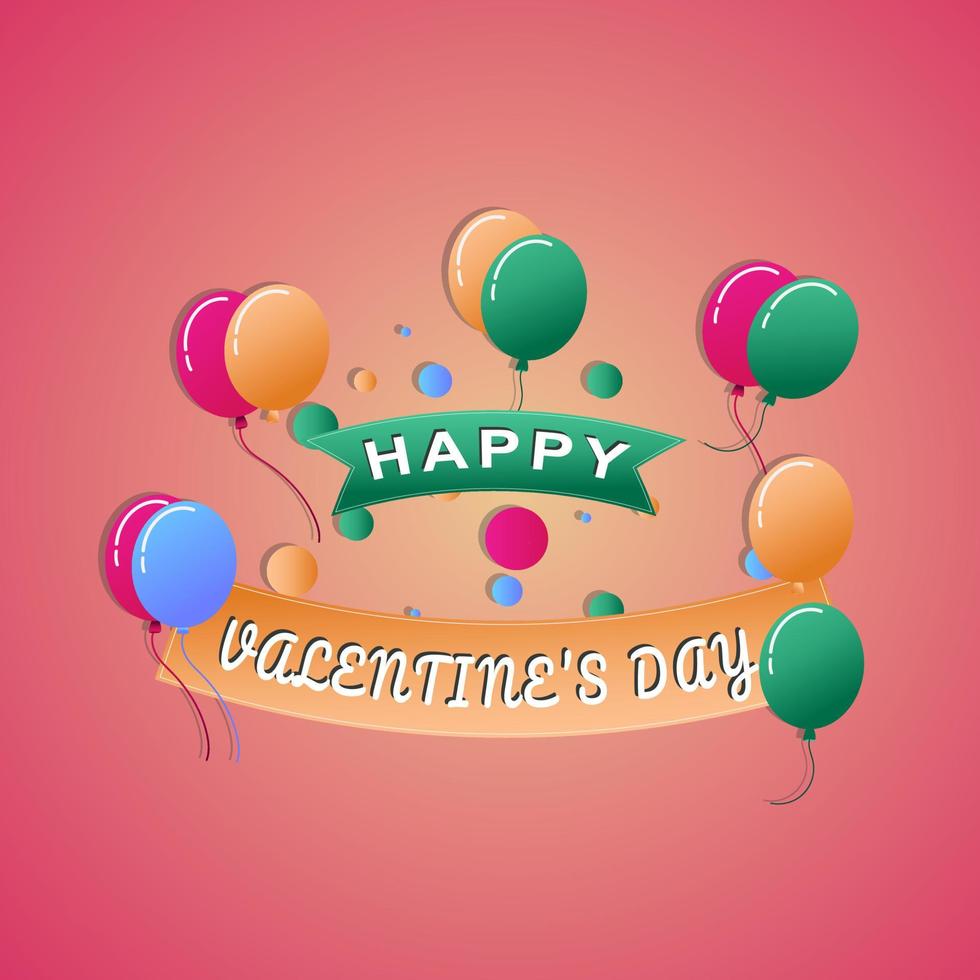 valentine themed background with colorful balloon variations vector