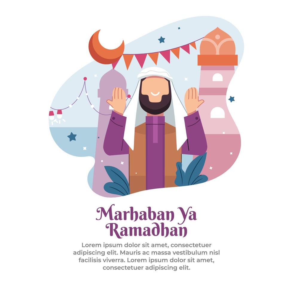 welcome ramadan month full of blessings vector