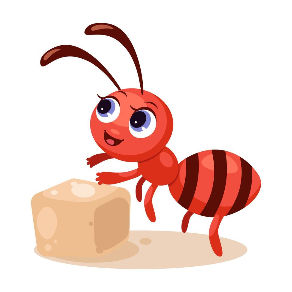 ant with sugar cartoon design illustration vector