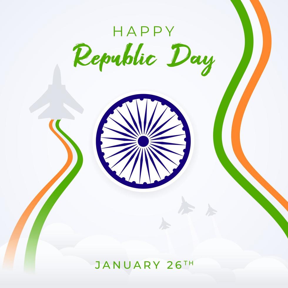 Feliz celebración del día de la república india el 26 de enero, diseño de ilustraciones vector