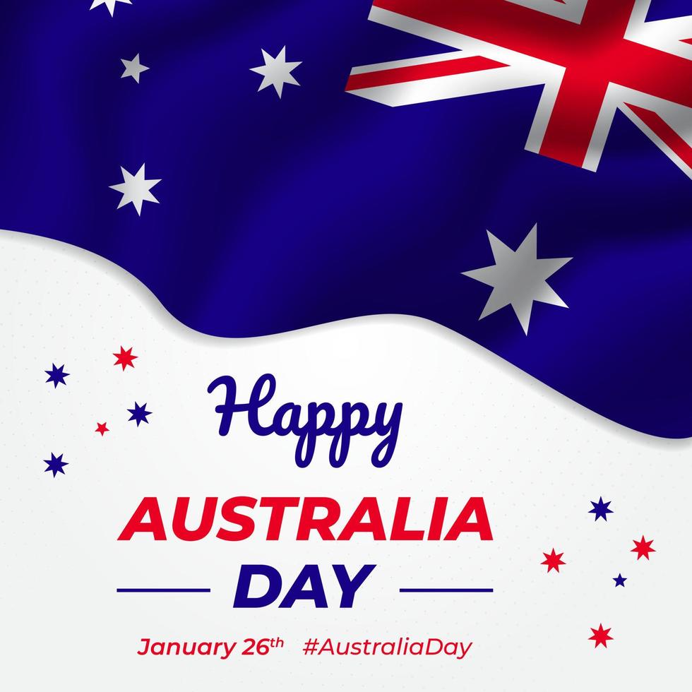 Happy Australia Day January 26th with waving flag illustration background design vector