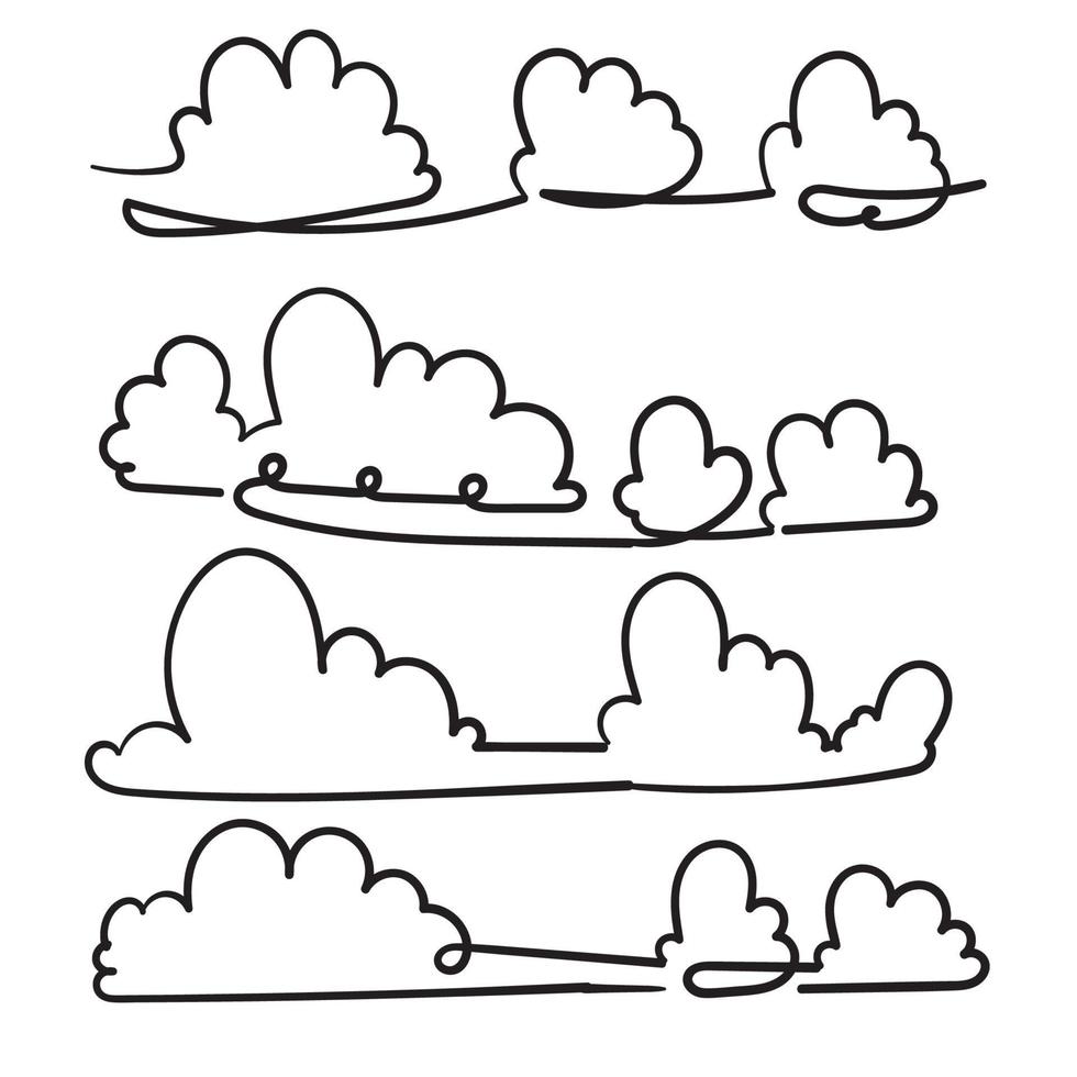 doodle cloud illustration vector with handdrawn style