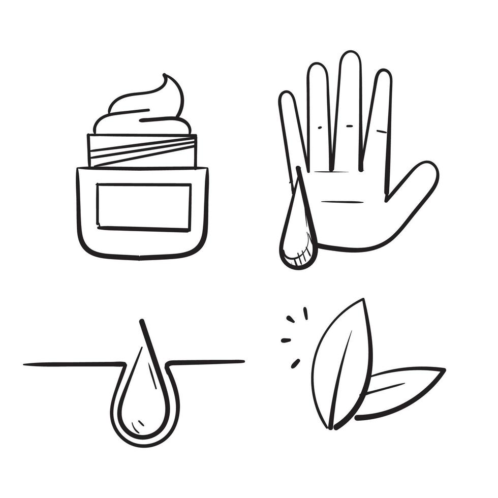 hand drawn doodle skin care cream and moisture gel icon illustration isolated vector