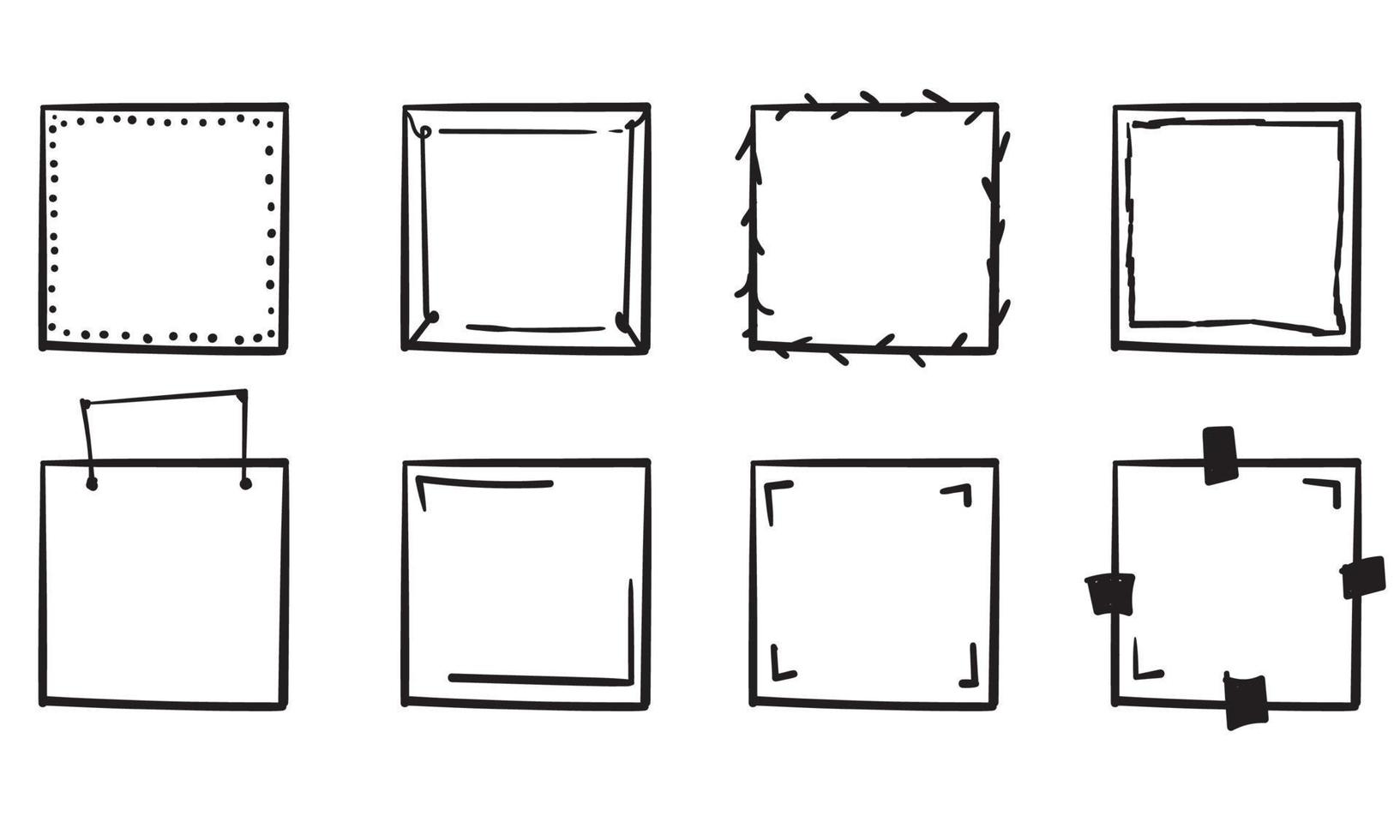 vector de estilo de línea dibujada a mano de colección de marcos de garabatos