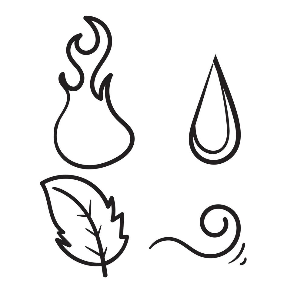 hand drawn doodle nature element collection icon illustration vector