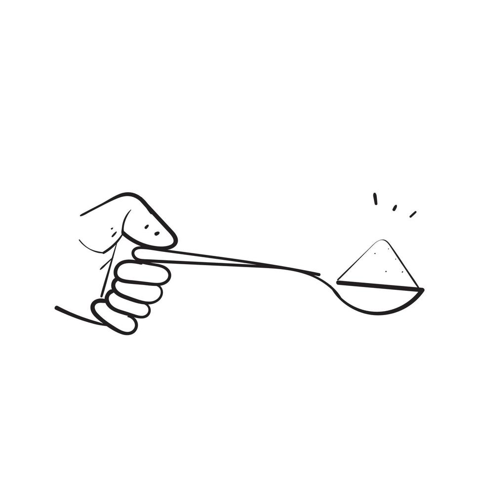 hand drawn doodle spoon with sugar or salt illustration vector